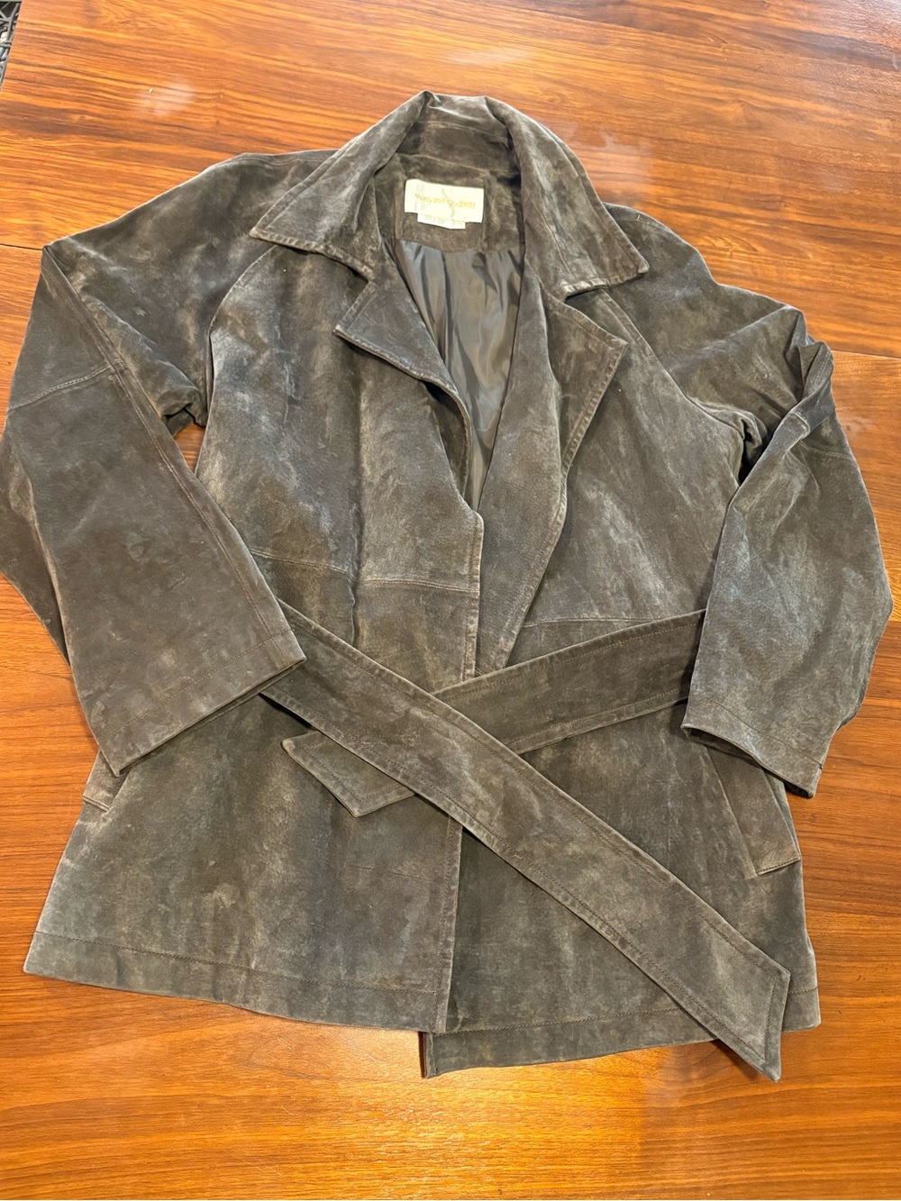Vintage  Margaret Godfrey Leather Suede Jacket Coat Belted L